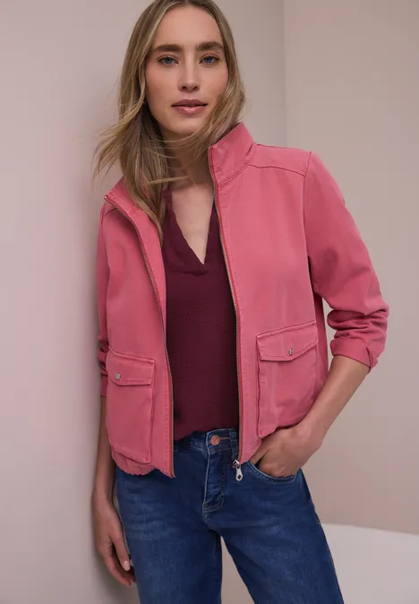 Blouse met korte mouwen in mousseline kwaliteit truffle red