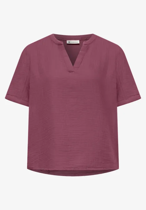 Bluzka koszulowa z krótkim rękawem w jakości muślinu dark clouded blush