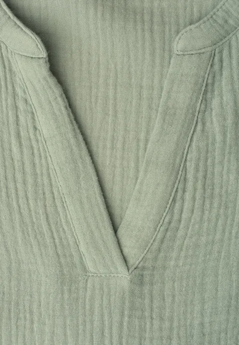 Blouse met korte mouwen in mousseline kwaliteit mint leaf