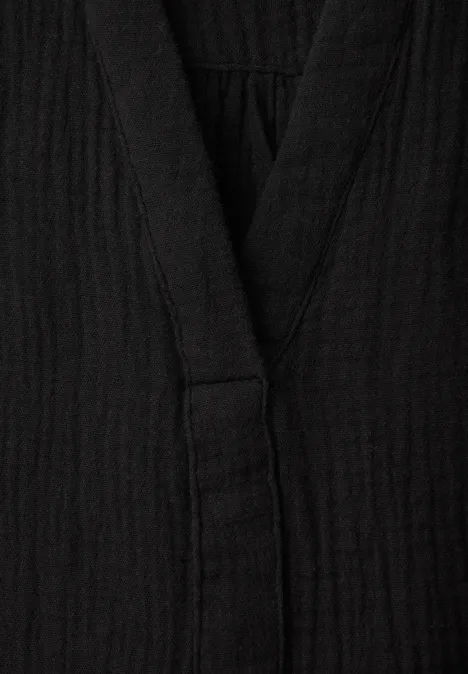 3/4-Arm Bluse in Musselinqualität Black