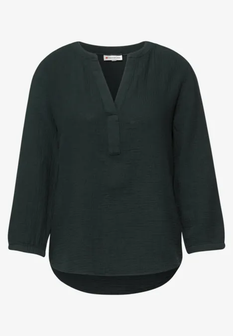 3/4-mouwen blouse in mousseline kwaliteit pine grove green