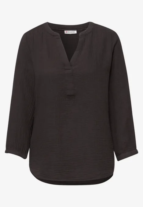 3/4-mouwen blouse in mousseline kwaliteit espresso brown
