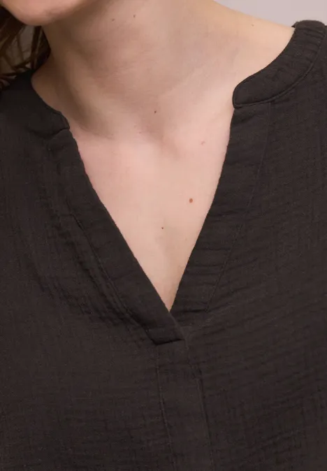 3/4-mouwen blouse in mousseline kwaliteit espresso brown