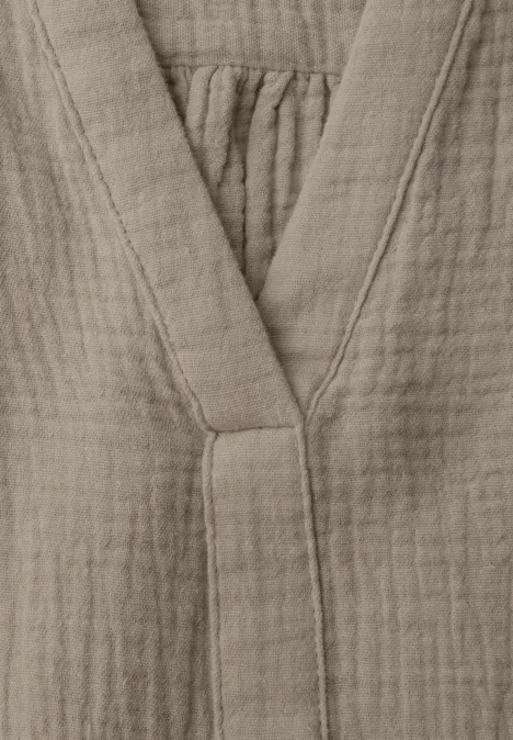 3/4-mouwen blouse in mousseline kwaliteit timeless beige