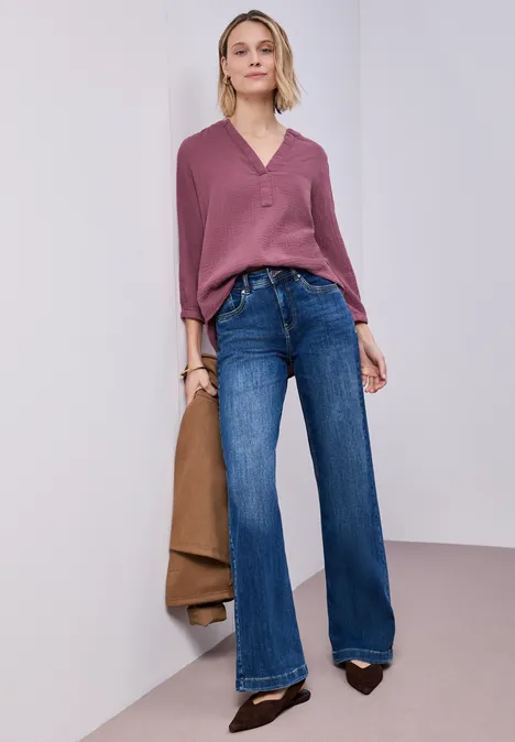 3/4-Arm Bluse in Musselinqualität dark clouded blush