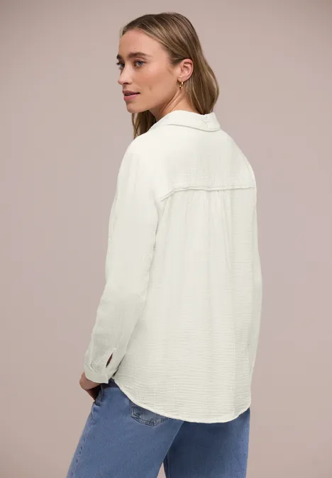 Muślinowa bluzka koszulowa off white