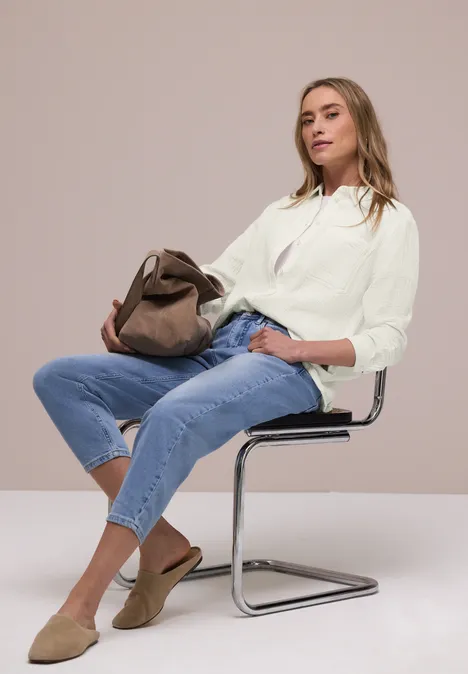 Muślinowa bluzka koszulowa off white