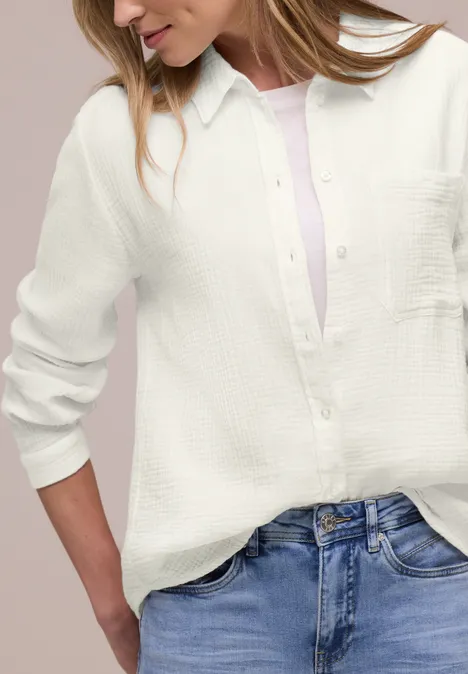 Muślinowa bluzka koszulowa off white
