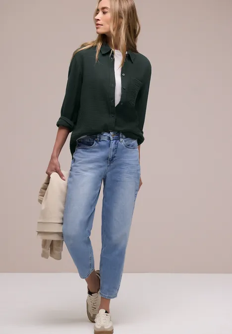 Muślinowa bluzka koszulowa pine grove green