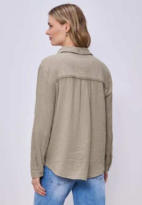 Mousseline overhemd blouse timeless beige