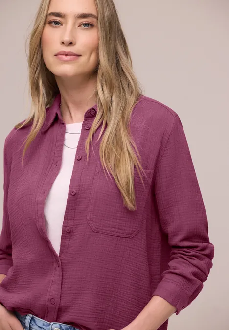 Mousseline overhemd blouse dark clouded blush Mousseline overhemd blouse dark clouded blush