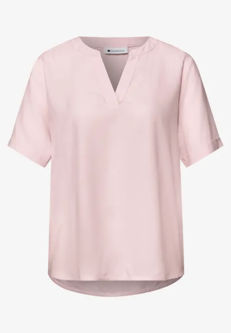 Blouse met gespleten hals en omslag minimal rose