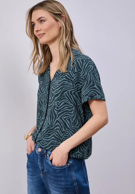 Blouse à manches courtes avec col bowling cool vintage green