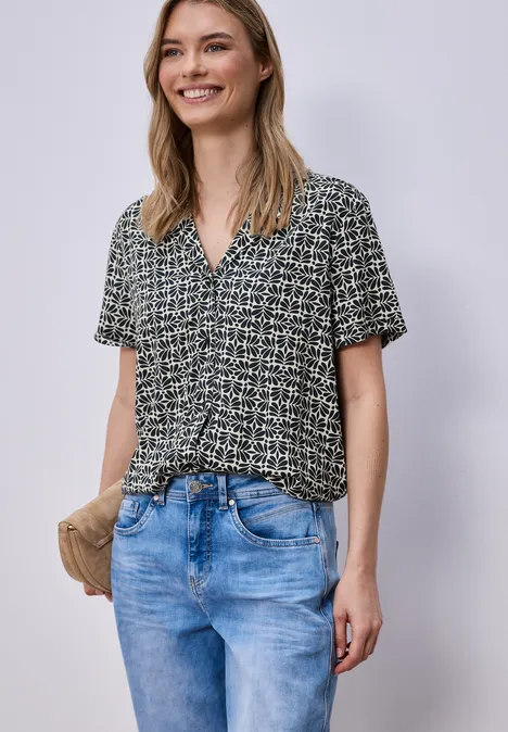 Blouse à manches courtes avec col bowling shadowed navy