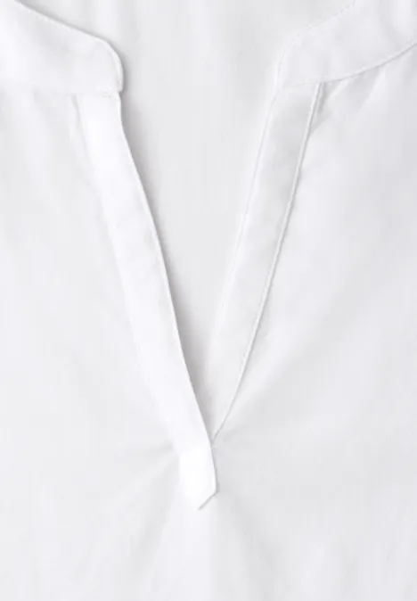 Dropped Shoulder Bluse mit Split Neck White Dropped Shoulder Bluse mit Split Neck White