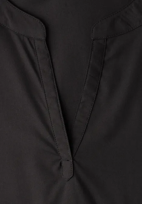 Dropped Shoulder Bluse mit Split Neck Black Dropped Shoulder Bluse mit Split Neck Black