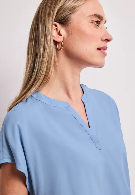 Dropped Shoulder Bluse mit Split Neck original blue