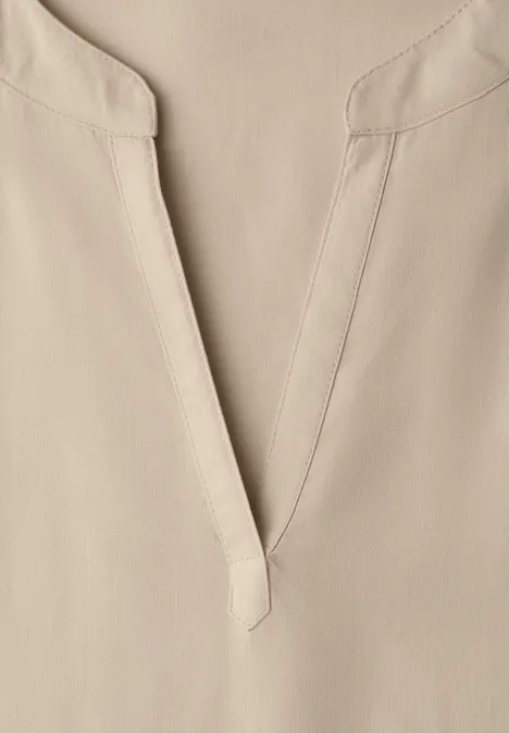 Dropped Shoulder Bluse mit Split Neck cotton beige Dropped Shoulder Bluse mit Split Neck cotton beige