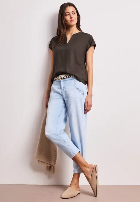 Dropped Shoulder Bluse mit Split Neck espresso brown Dropped Shoulder Bluse mit Split Neck espresso brown