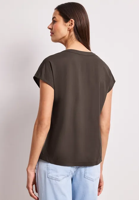 Dropped Shoulder Bluse mit Split Neck espresso brown Dropped Shoulder Bluse mit Split Neck espresso brown