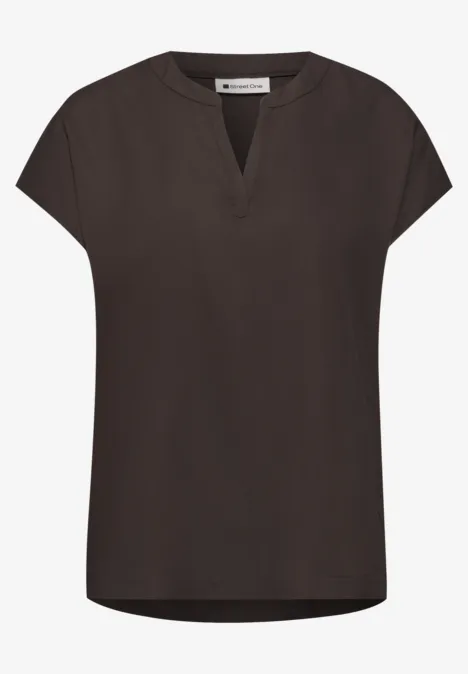 Dropped Shoulder Bluse mit Split Neck espresso brown Dropped Shoulder Bluse mit Split Neck espresso brown