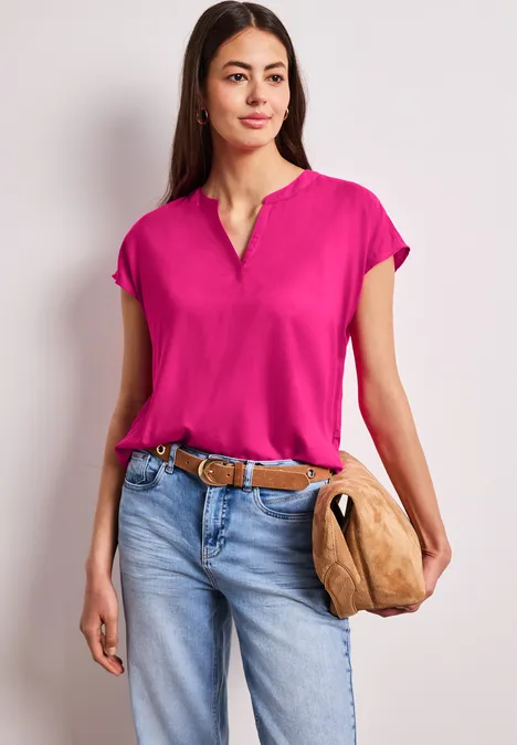 Dropped Shoulder Bluse mit Split Neck magenta dream Dropped Shoulder Bluse mit Split Neck magenta dream