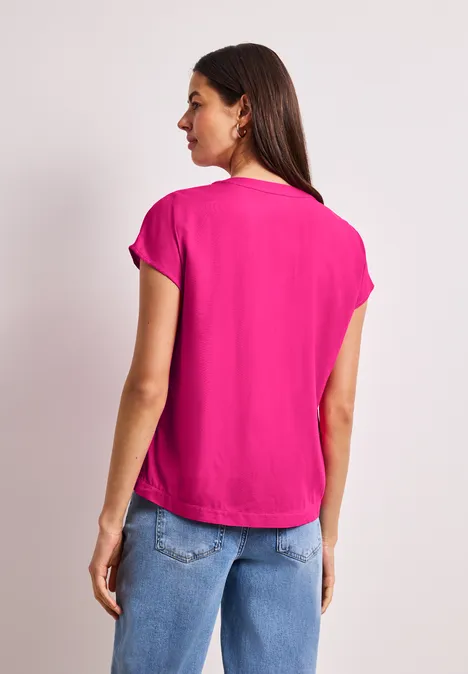 Dropped Shoulder Bluse mit Split Neck magenta dream Dropped Shoulder Bluse mit Split Neck magenta dream