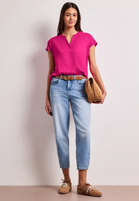 Dropped Shoulder Bluse mit Split Neck magenta dream Dropped Shoulder Bluse mit Split Neck magenta dream