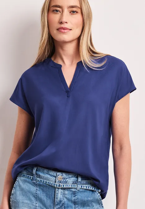 Dropped Shoulder Bluse mit Split Neck amparo blue