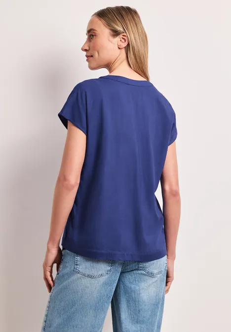 Dropped Shoulder Bluse mit Split Neck amparo blue