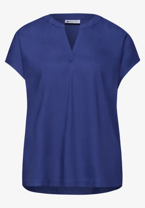 Dropped Shoulder Bluse mit Split Neck amparo blue