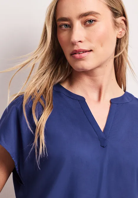 Dropped Shoulder Bluse mit Split Neck amparo blue
