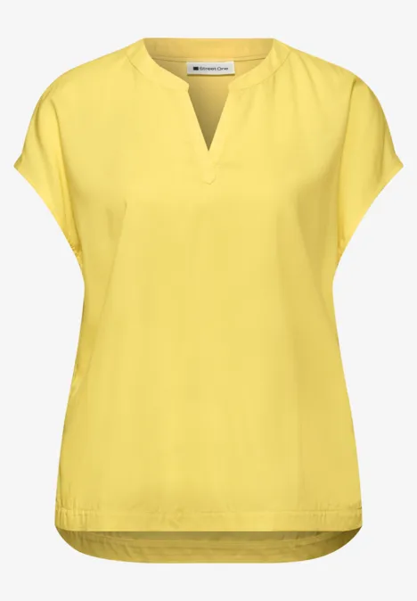 Dropped Shoulder Bluse mit Split Neck bloom yellow
