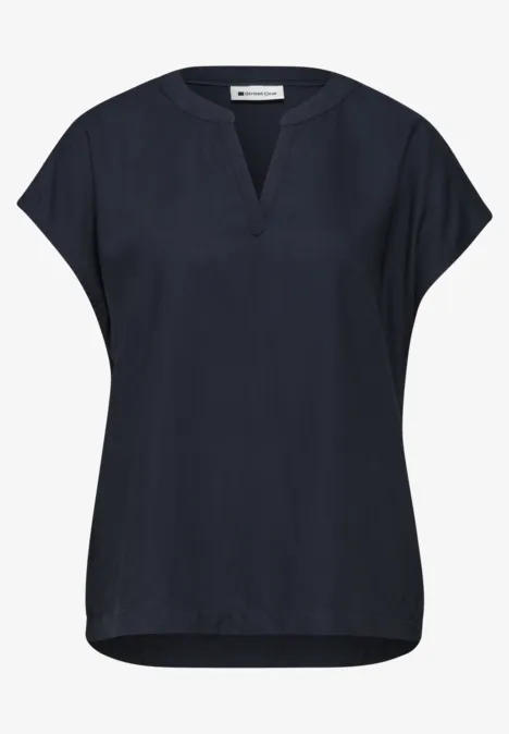 Dropped Shoulder Bluse mit Split Neck shadowed navy