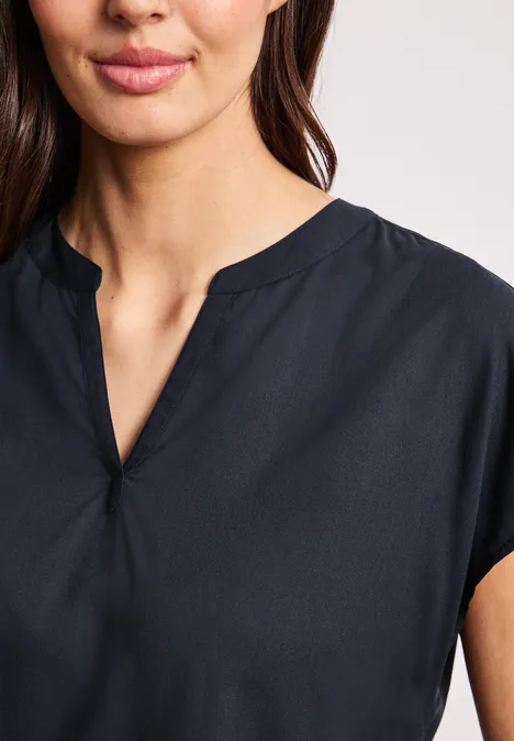 Dropped Shoulder Bluse mit Split Neck shadowed navy