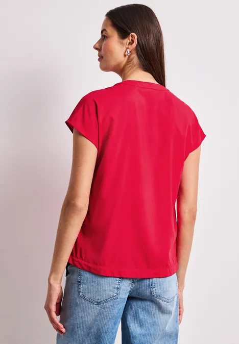 Dropped Shoulder Bluse mit Split Neck salsa red Dropped Shoulder Bluse mit Split Neck salsa red
