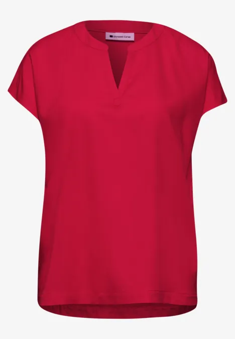 Dropped Shoulder Bluse mit Split Neck salsa red Dropped Shoulder Bluse mit Split Neck salsa red