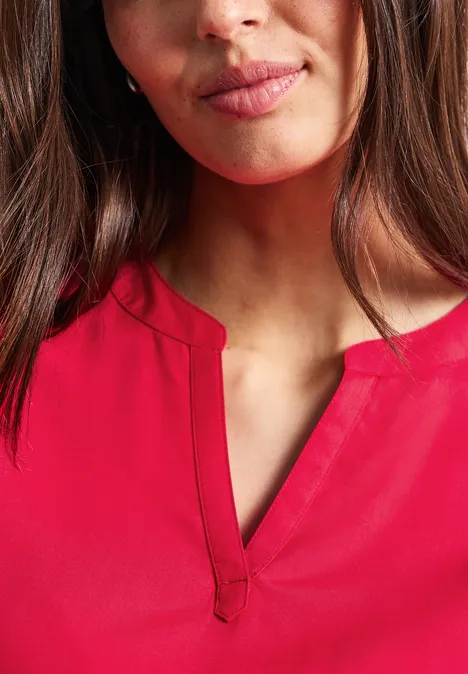 Dropped Shoulder Bluse mit Split Neck salsa red Dropped Shoulder Bluse mit Split Neck salsa red