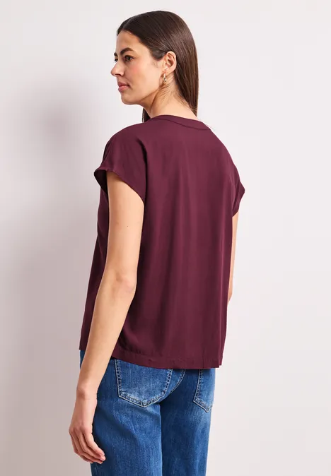 Dropped Shoulder Bluse mit Split Neck truffle red Dropped Shoulder Bluse mit Split Neck truffle red