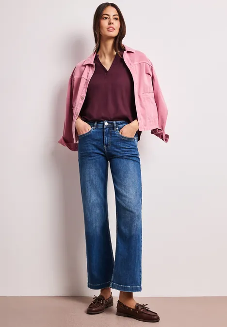 Dropped Shoulder Bluse mit Split Neck truffle red Dropped Shoulder Bluse mit Split Neck truffle red