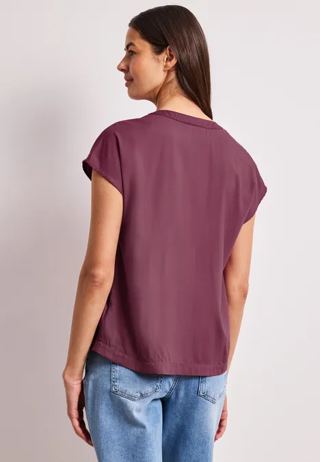 Dropped Shoulder Bluse mit Split Neck dark clouded blush