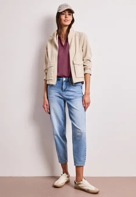 Dropped Shoulder Bluse mit Split Neck dark clouded blush