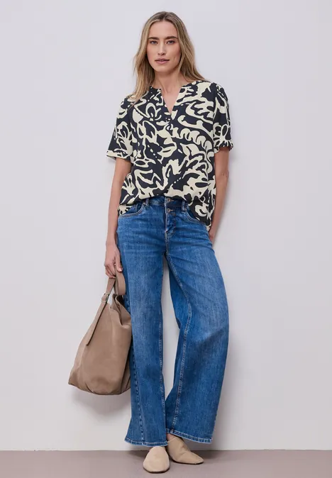 Bluzka koszulowa z wywinięciem shadowed navy Bluzka koszulowa z wywinięciem shadowed navy