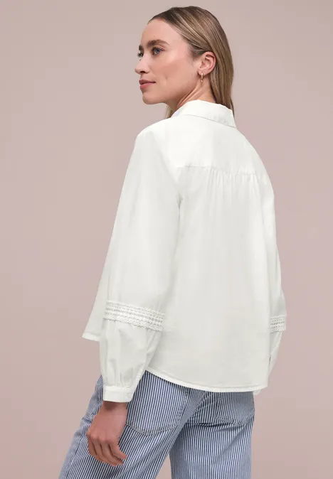 Langarm Bluse mit Crochetdetails off white Langarm Bluse mit Crochetdetails off white