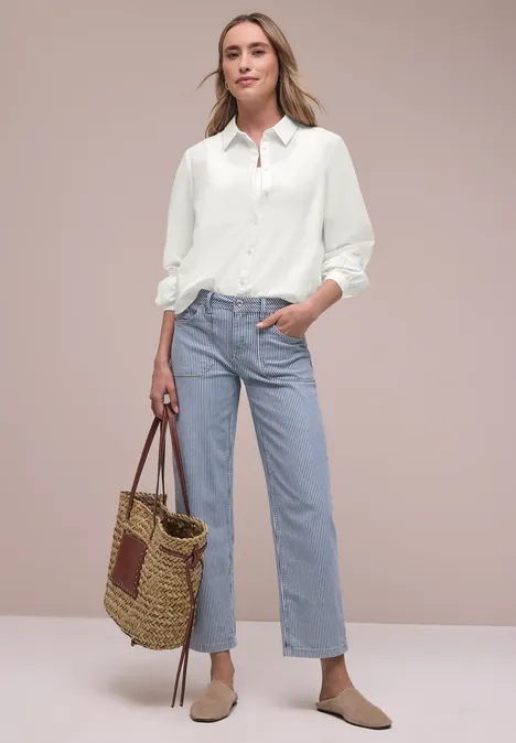 Langarm Bluse mit Crochetdetails off white Langarm Bluse mit Crochetdetails off white