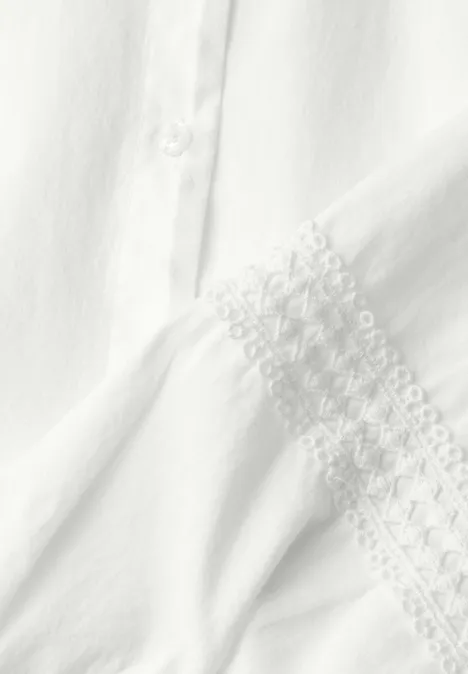 Langarm Bluse mit Crochetdetails off white Langarm Bluse mit Crochetdetails off white