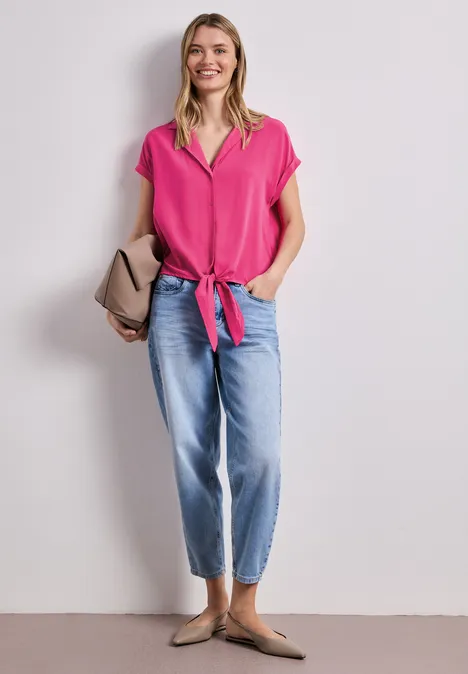 Dropped Shoulder Bluse mit Bowling-Kragen magenta dream