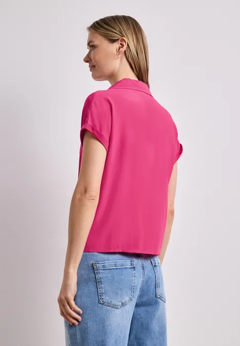 Dropped Shoulder Bluse mit Bowling-Kragen magenta dream
