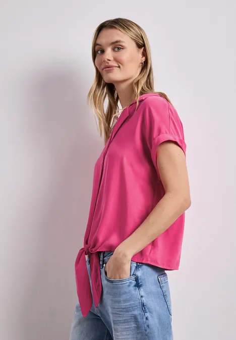 Dropped Shoulder Bluse mit Bowling-Kragen magenta dream