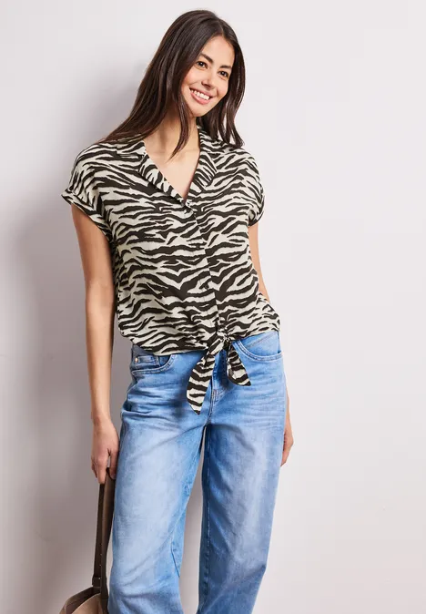 Dropped Shoulder Bluse mit Bowling-Kragen espresso brown